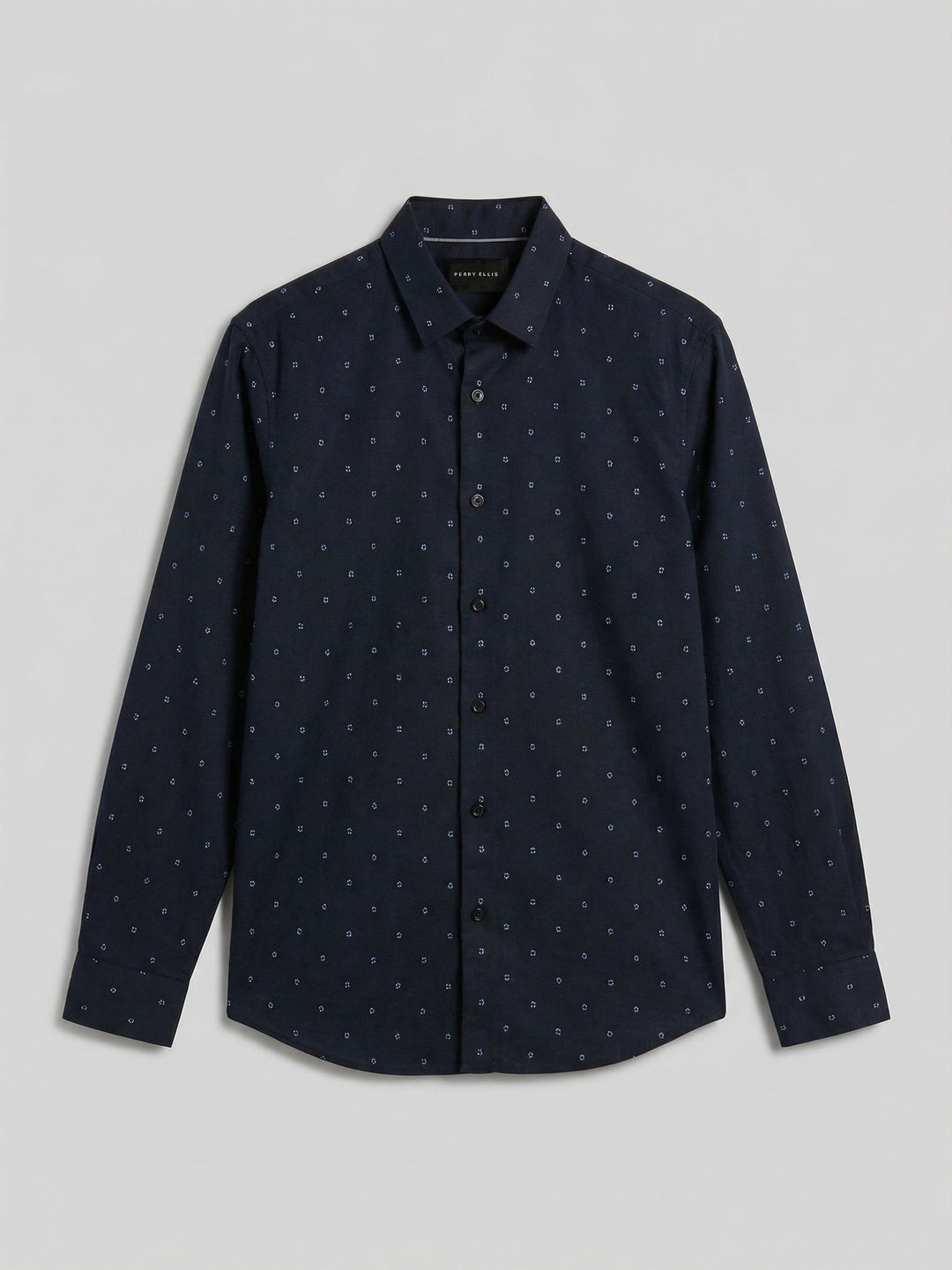 Untuck Geo Dot Print Long Sleeve Shirt (Dark Sapphire) 
