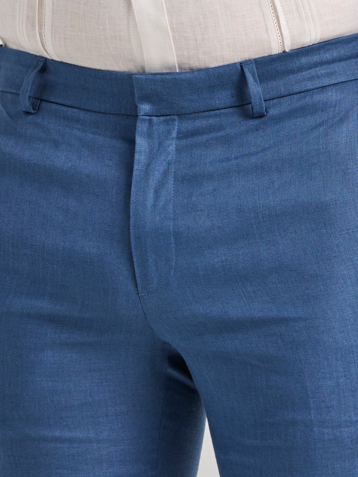 Delave Linen Flat Front Pant (True Navy) 