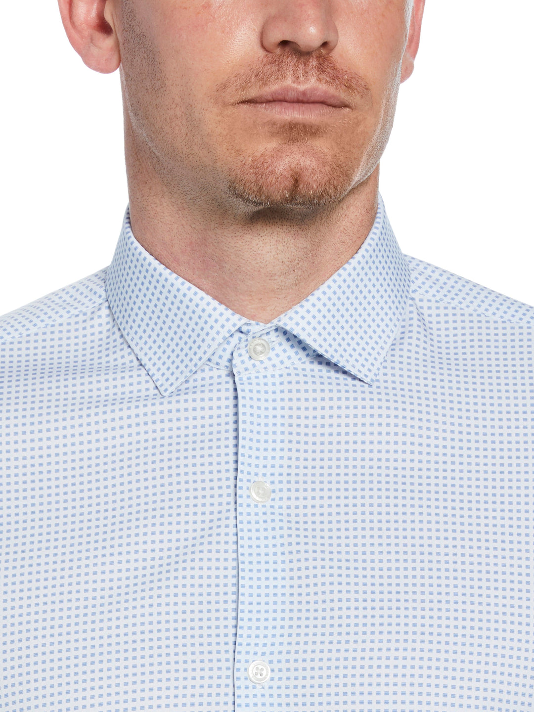 4-Way Stretch Big Check Print Shirt (Navy) 