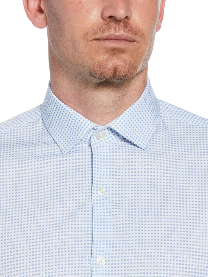 4-Way Stretch Big Check Print Shirt (Navy) 