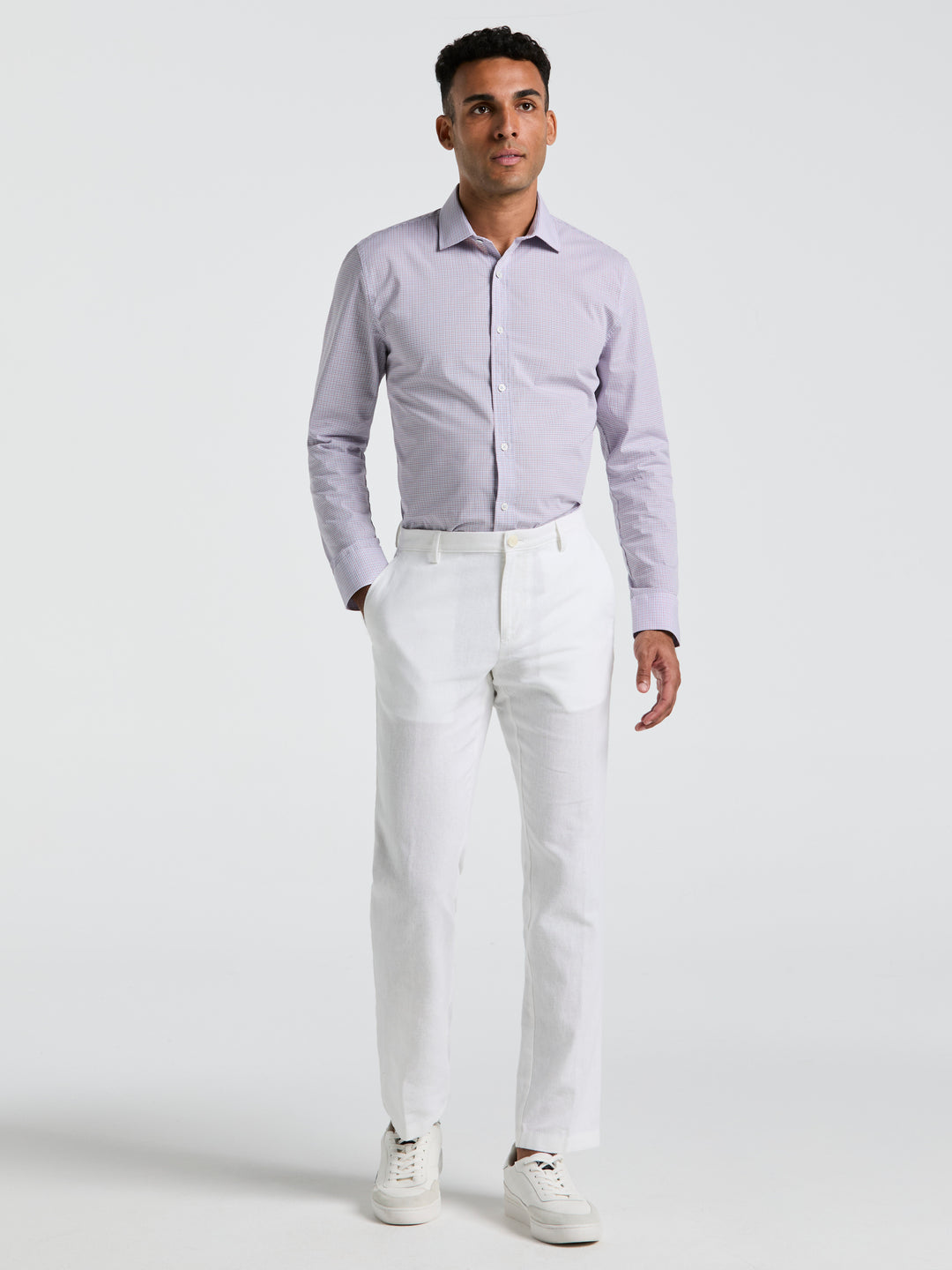 Linen Slim Fit Chino Pants (Bright White) 