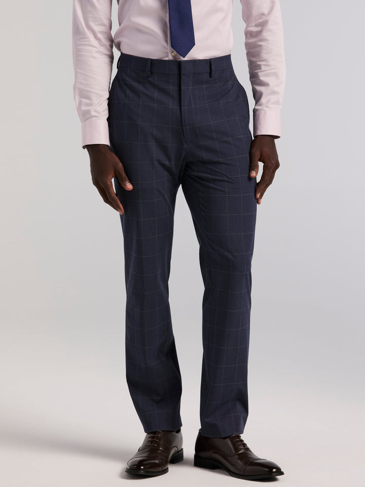 Slim Fit Windowpane Suit Pant (Blue) 