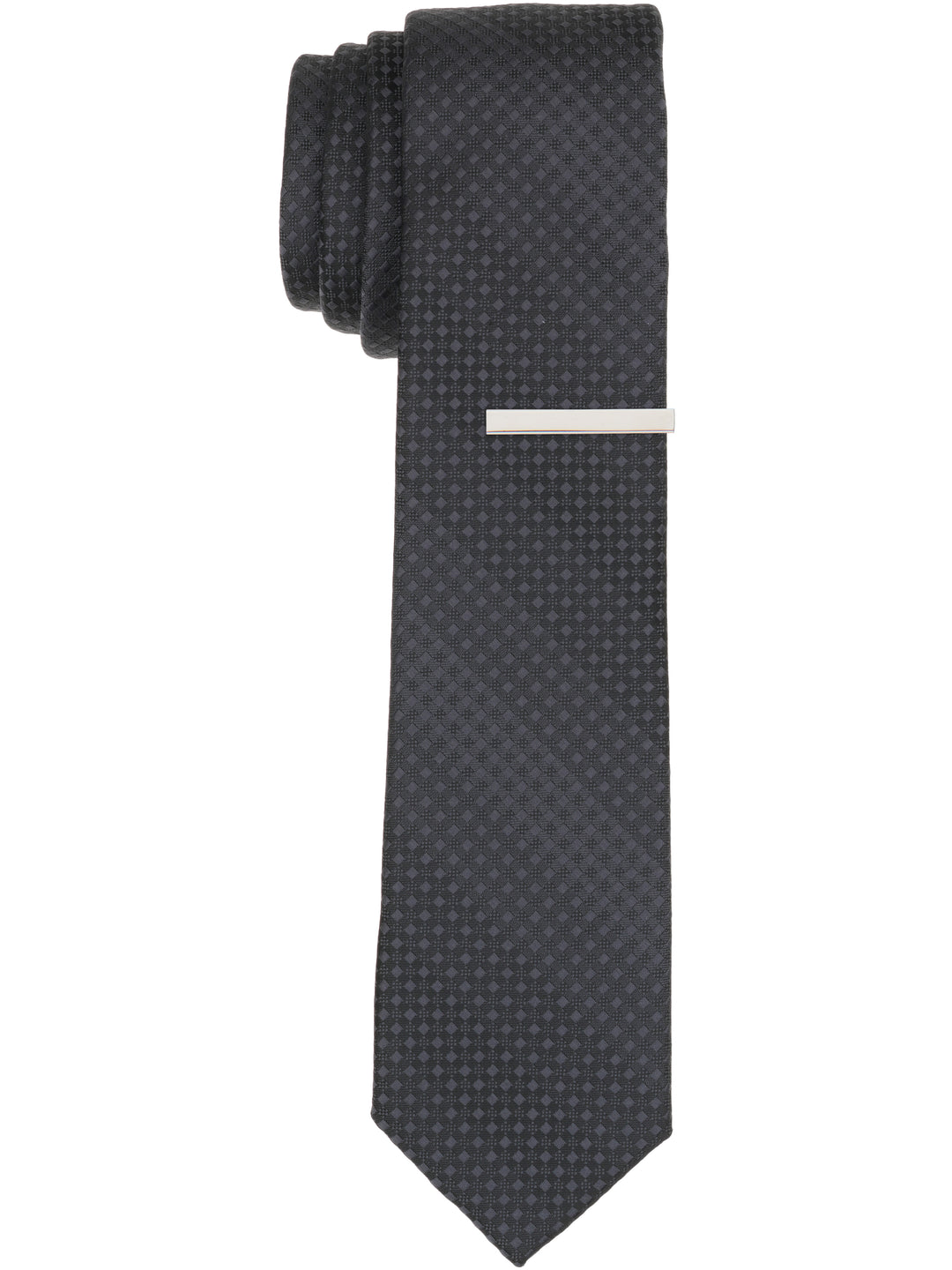 Slim Fit Solid Plain weave Necktie (Black) 