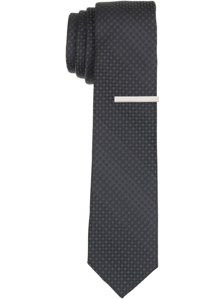 Slim Fit Solid Plain weave Necktie (Black) 