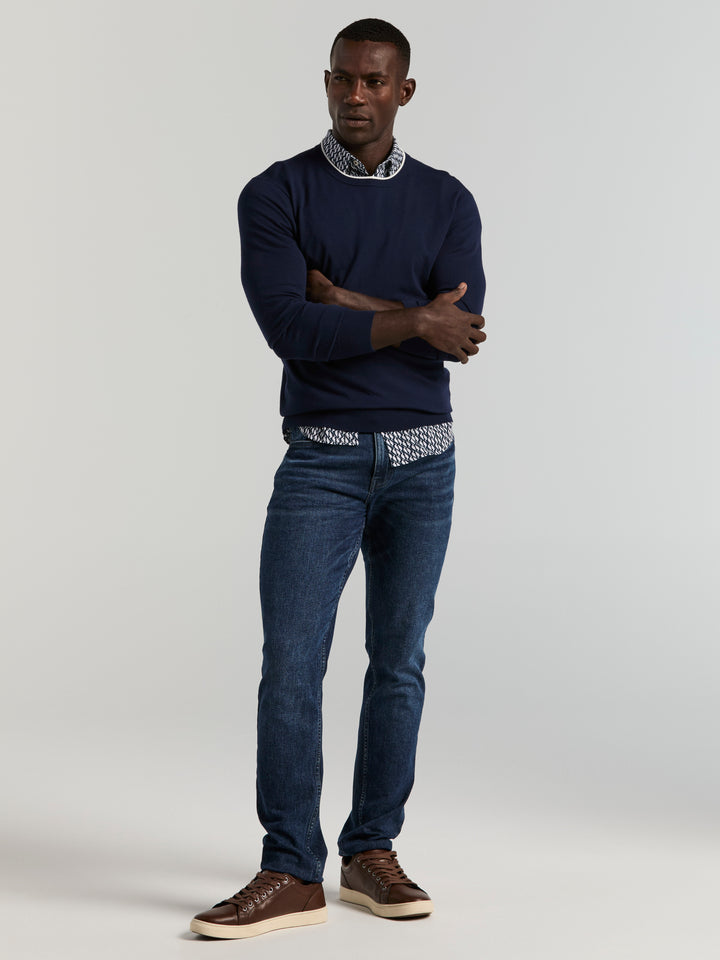 Slim Fit Wave Print Shirt (Dark Sapphire) 