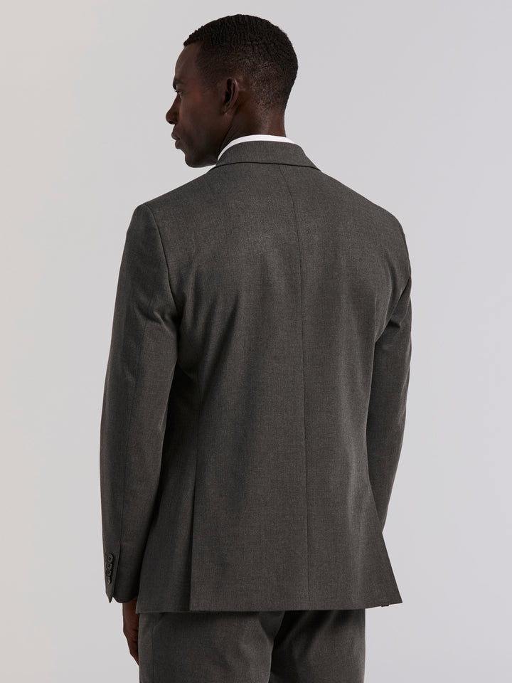 Single Breasted Skinny Fit Gabardine Suit Jacket (Charcoal) 