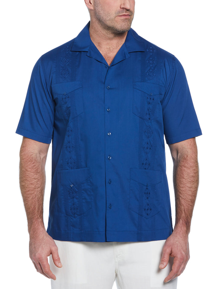 Big & Tall Poplin Guayabera Shirt (True Blue) 