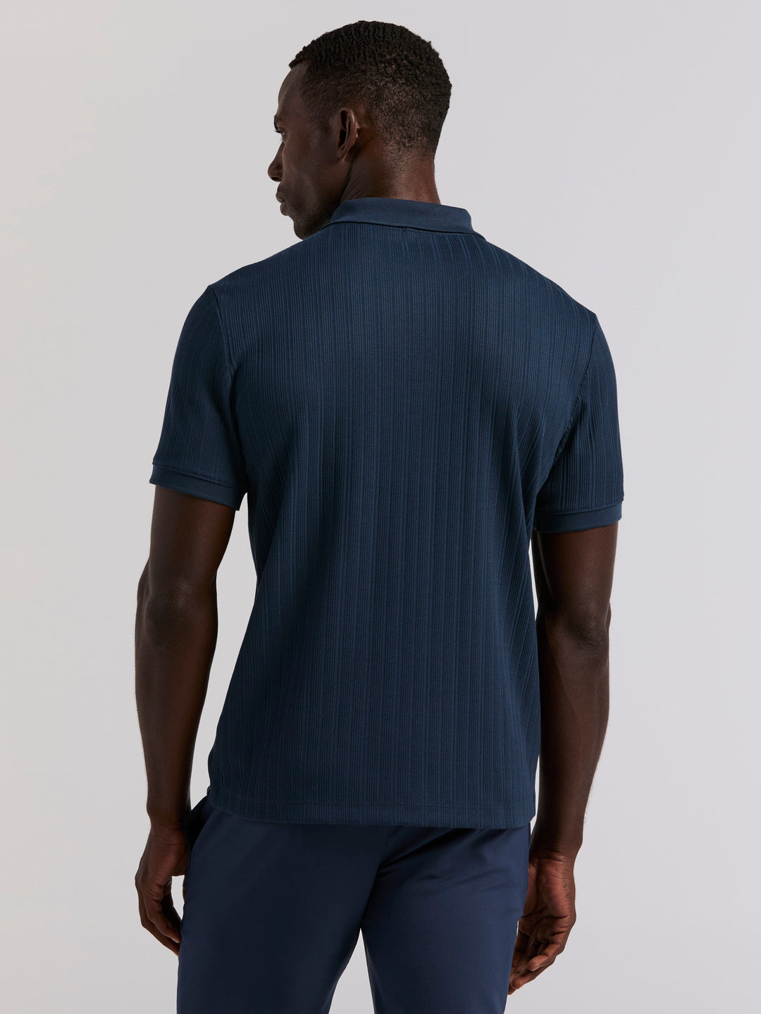 Vertical Rib Slim Fit Zip Polo Shirt (Moonlight Ocean) 