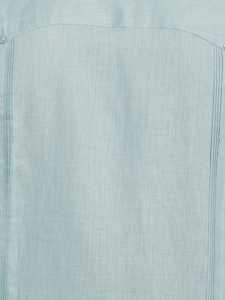 Big & Tall Linen Guayabera Shirt (Blue Surf) 