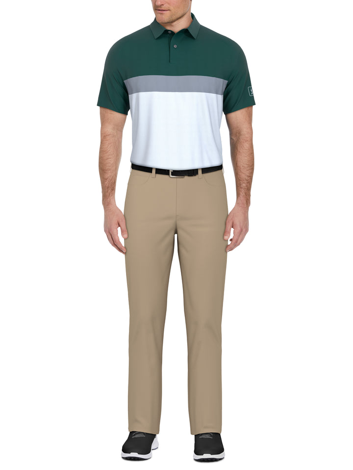 Textured Color Block Golf Polo (Storm) 