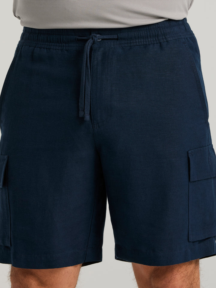 Linen Blend 8" Cargo Short (Dress Blues) 
