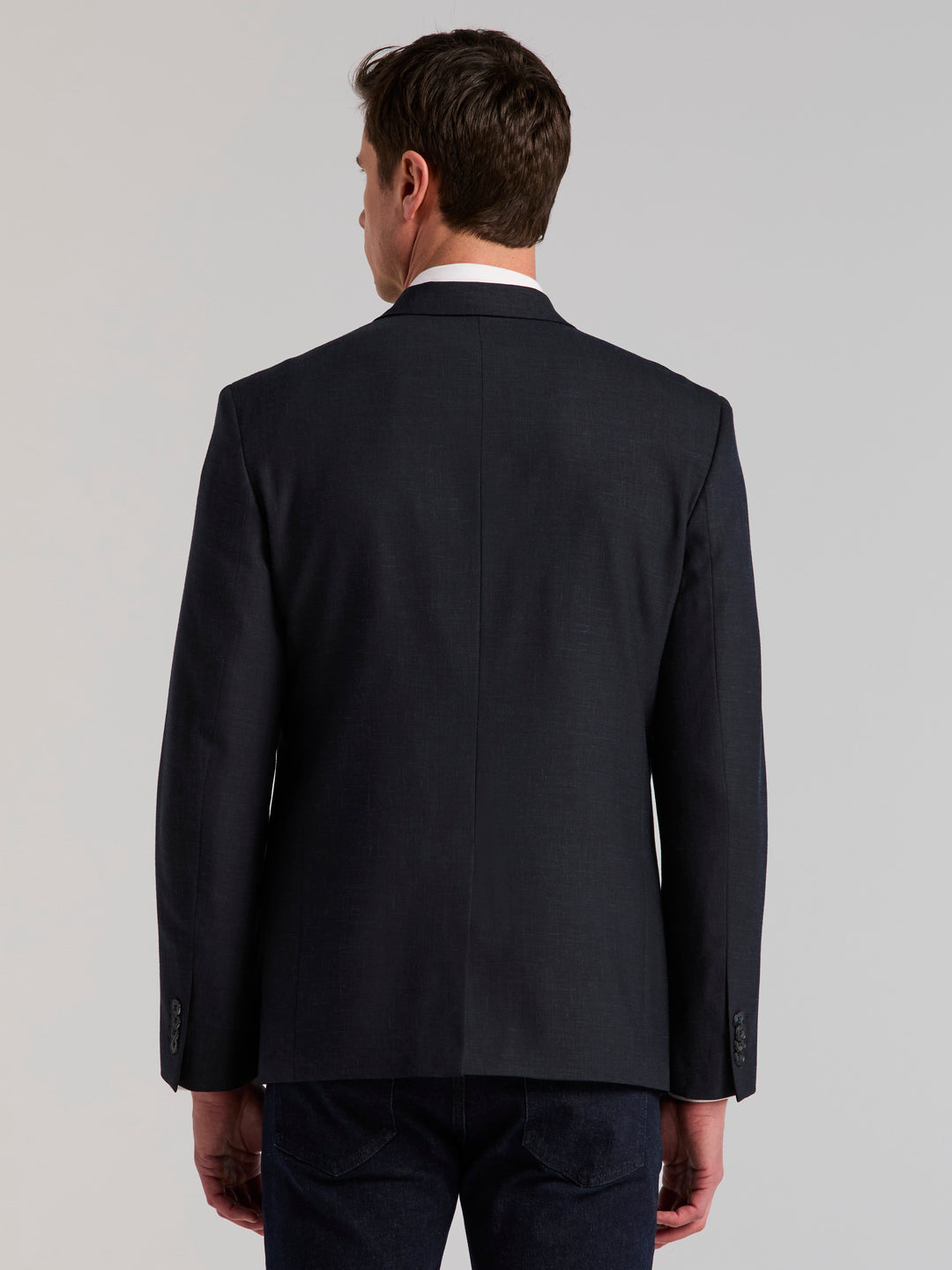 Stretch Double Breasted Suit Jacket (Dark Sapphire) 