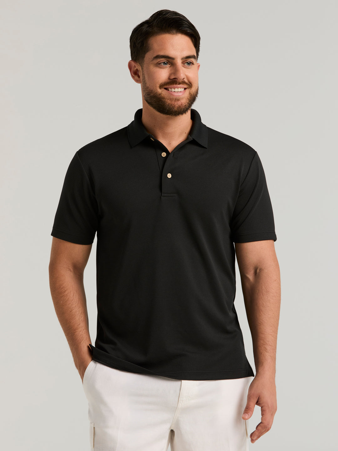 Wicking Ottoman Golf Polo Shirt (Jet Black) 