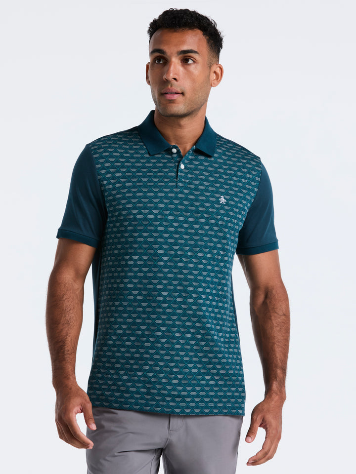Diamond Jacquard Cotton Polo (Reflecting Pond) 