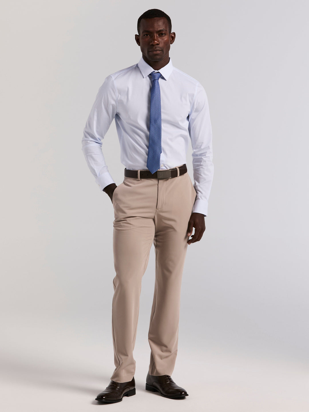 Slim Fit Micro Stripe Long Sleeve Shirt (Kentucky Blue) 