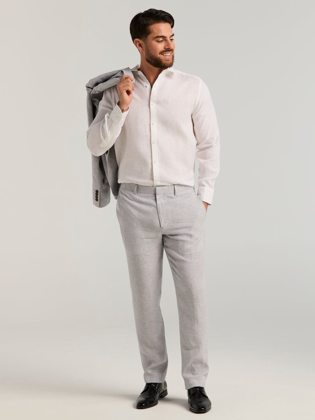 Delave Linen Flat Front Pant (Sleet) 