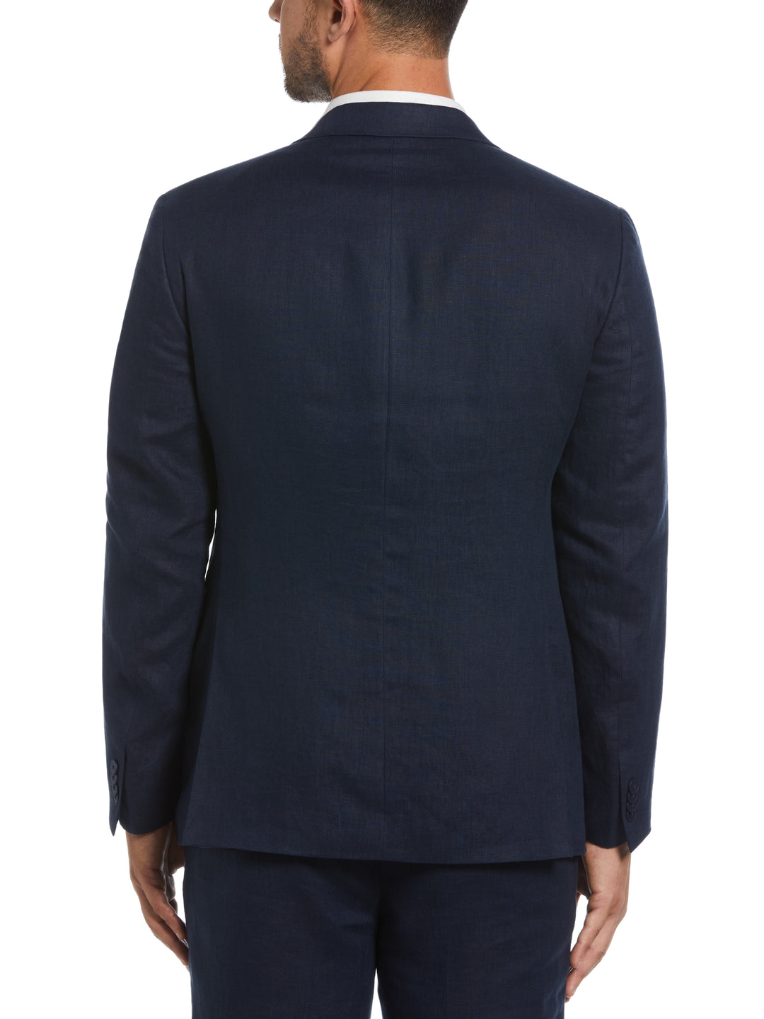 100% Linen Single-Breasted Suit Jacket (Navy) 