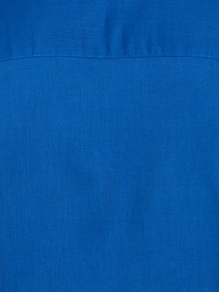 Big & Tall Linen Blend Guayabera Shirt (True Blue) 
