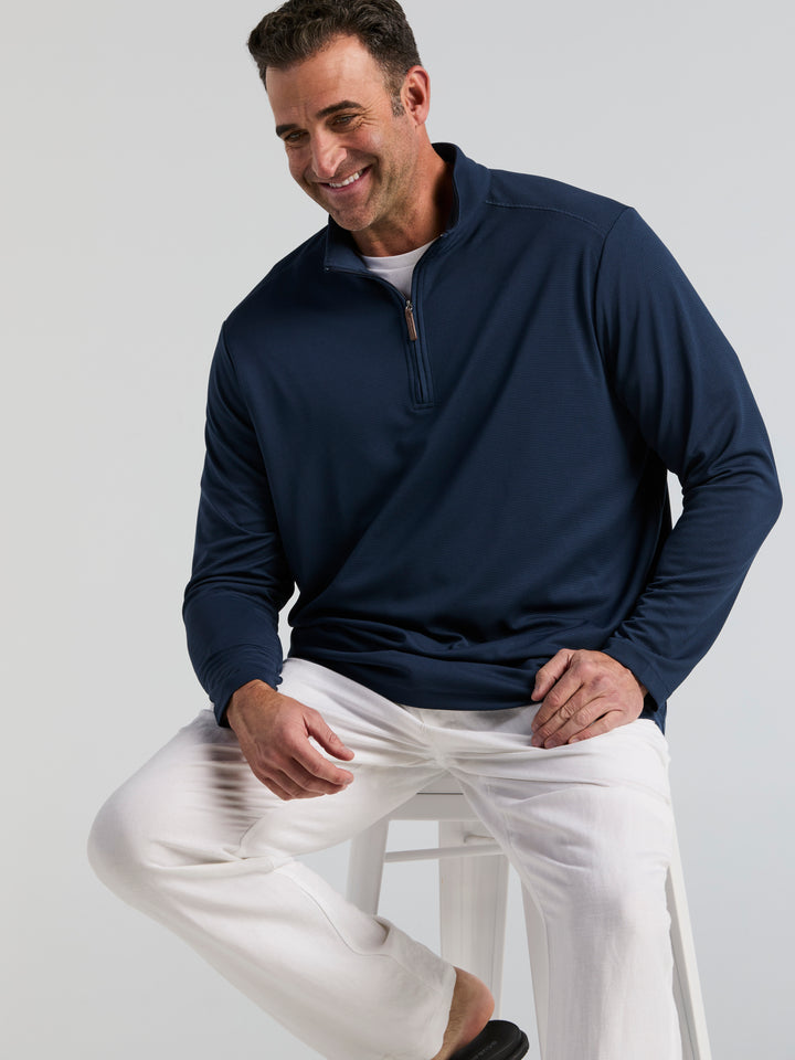 Big & Tall 1/4 Zip Long Sleeve Sweater (Dress Blues) 