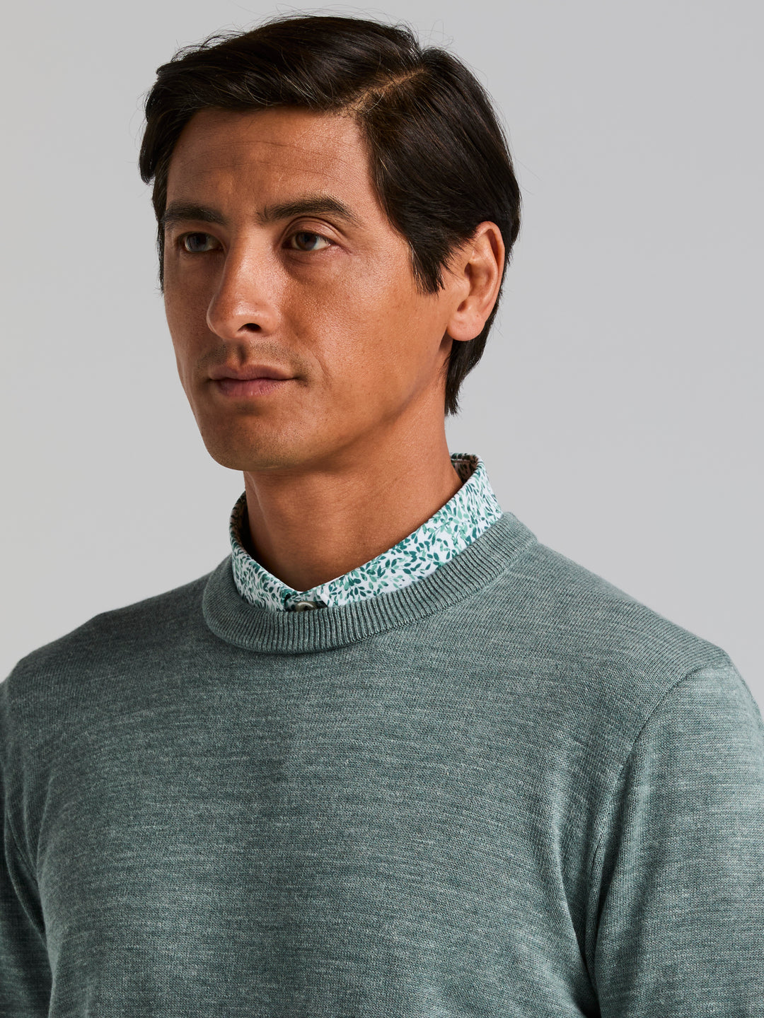 Long Sleeve Space Dye Crew Neck Sweater (Sea Pine) 
