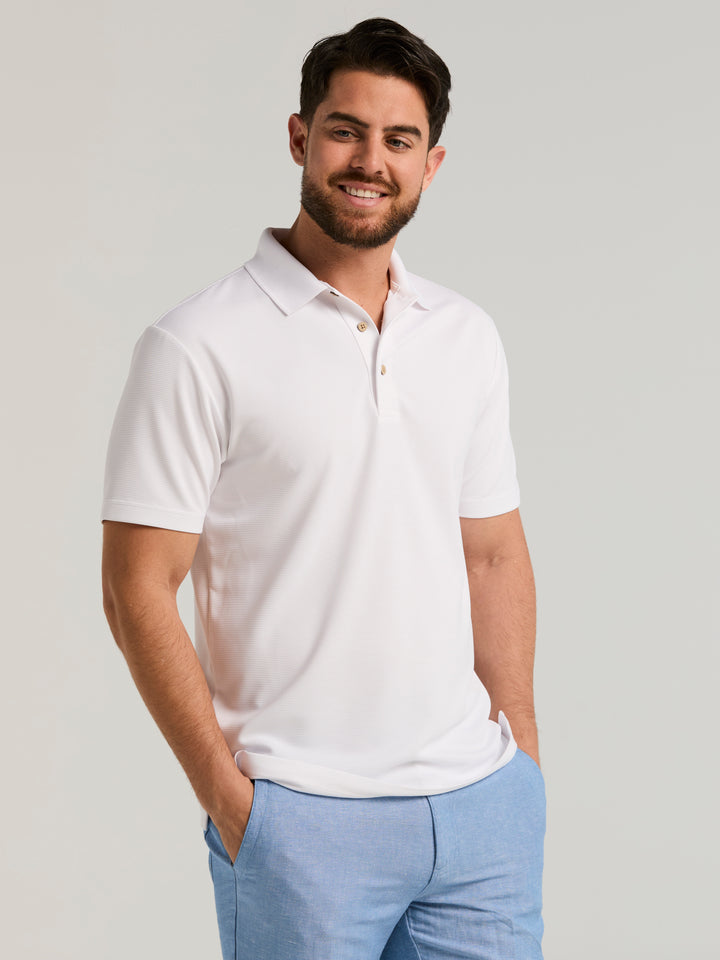Wicking Ottoman Golf Polo Shirt (Bright White) 
