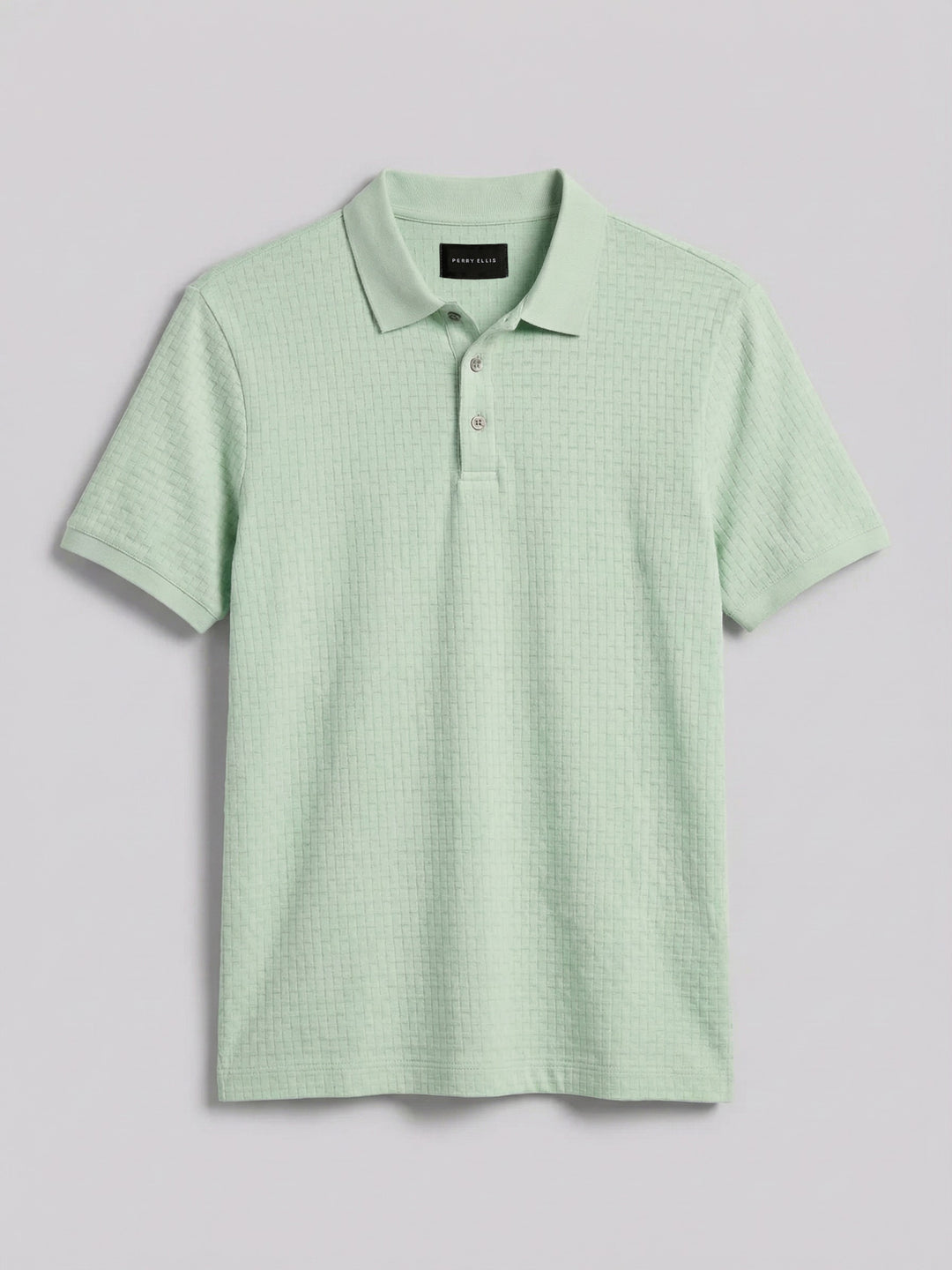Cotton Jacquard Textured Geometric Polo Shirt (Silt Green) 