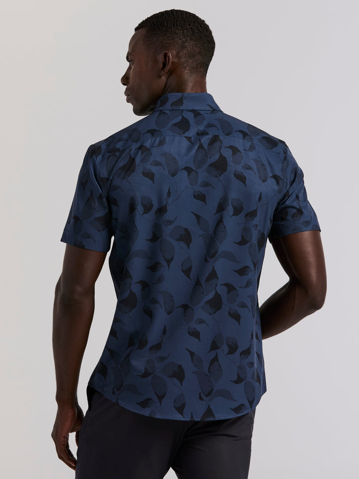 Slim Fit Floral Print Short Sleeve Shirt (Vintage Indigo) 