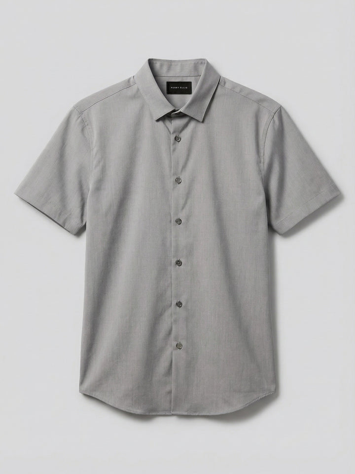 Slim Fit Short Sleeve Spread Collar Shirt (Chiseled Stone) 