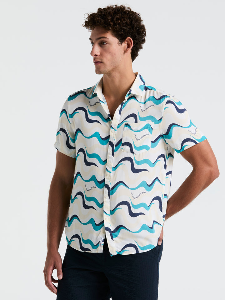Multiwave All-Over Print Shirt (Bright White) 
