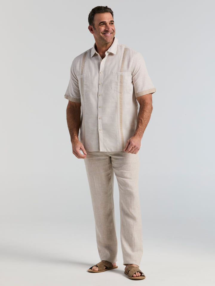 Big & Tall Linen Blend Guayabera Shirt – Perry Ellis