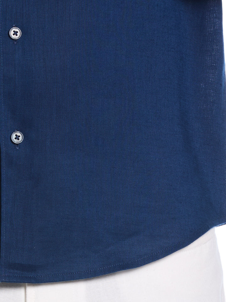 Linen Blend Wrinkle-Resistant Shirt (Estate Blue) 