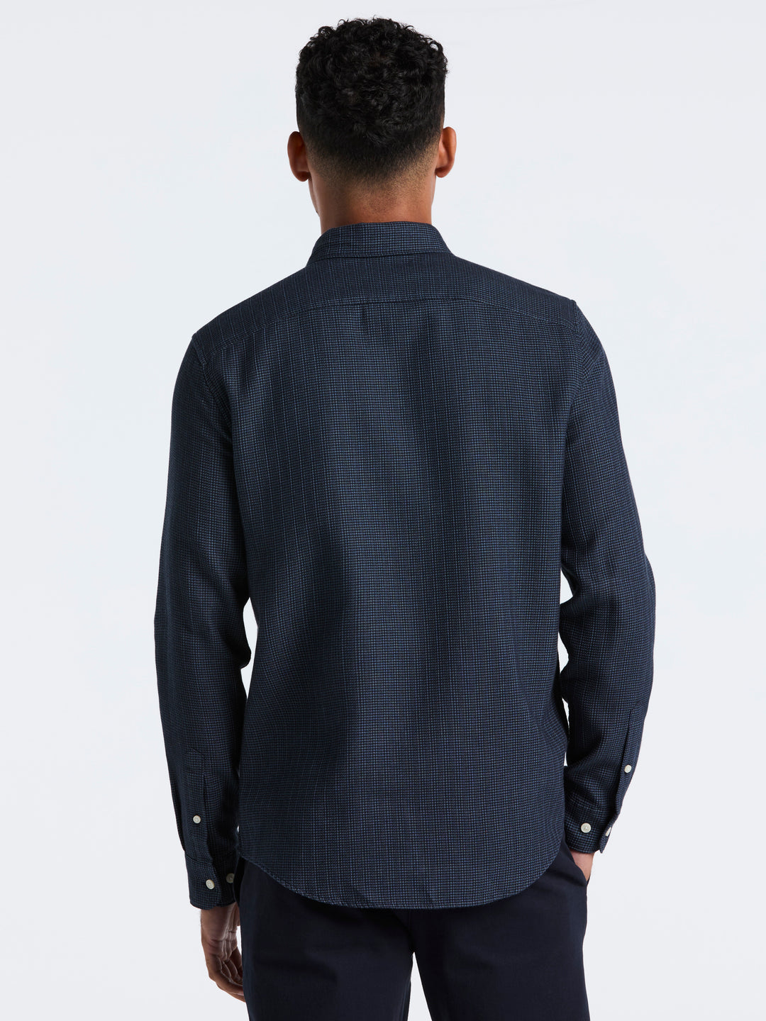 Cotton Waffle Solid Shirt (Dark Sapphire) 