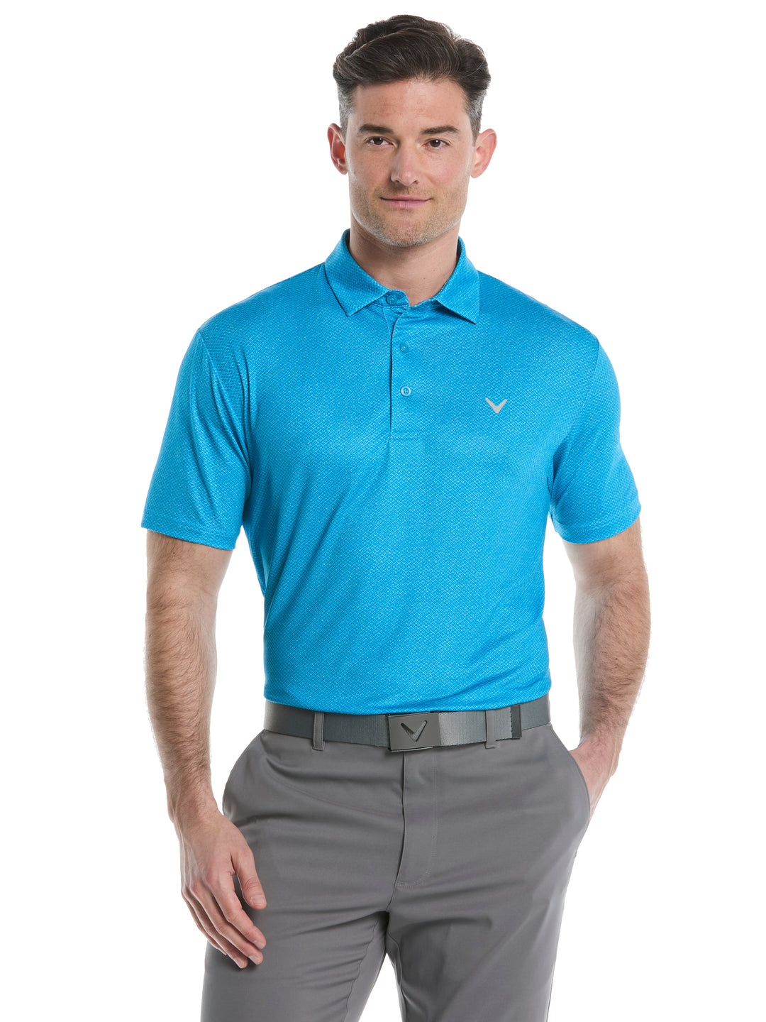 Heather Geo Print Golf Polo (Methyl Blue) 