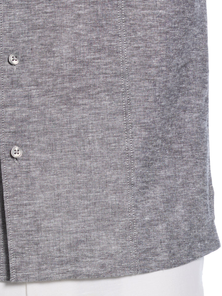 Linen Blend Tuck Panel Shirt (Jet Black) 