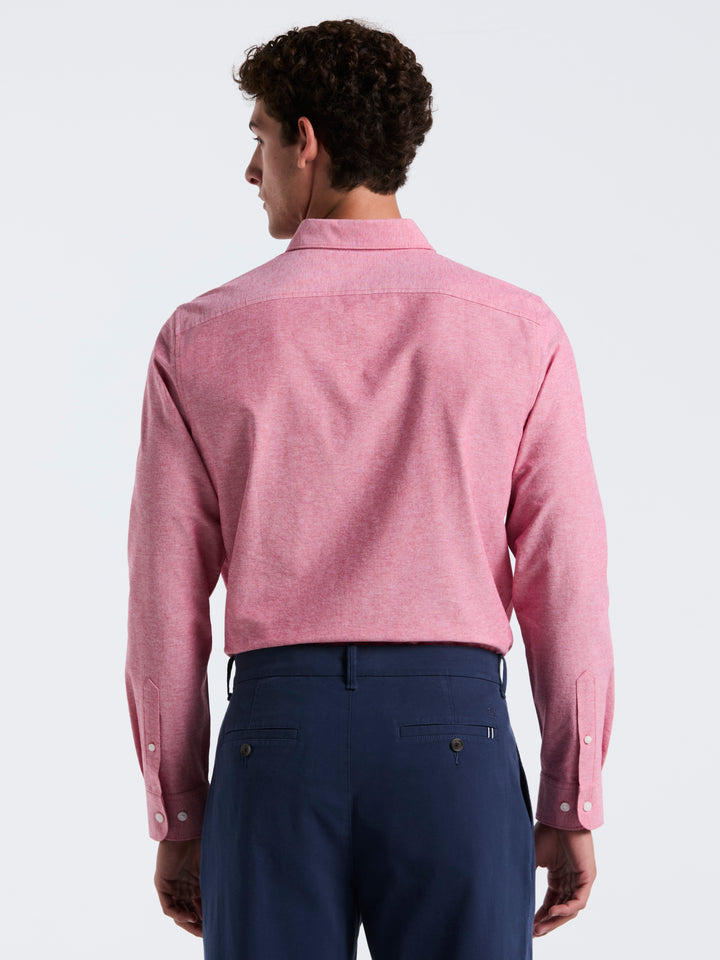 Oxford Long Sleeve Button-Down Shirt (Red) 