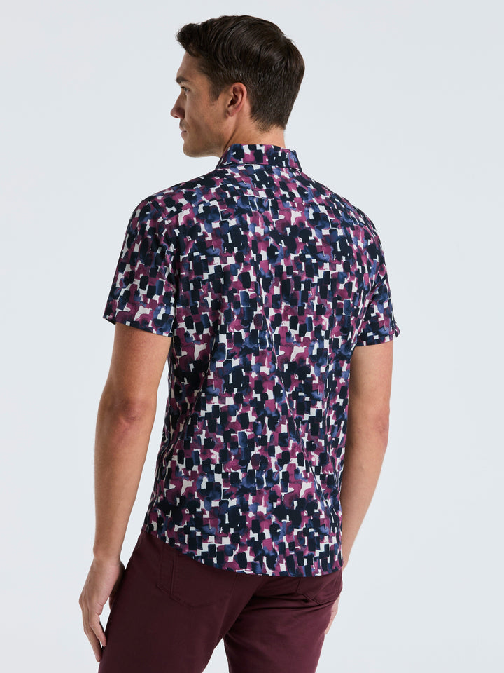 Slim Fit Watercolor Print Shirt (Moonlight Ocean) 