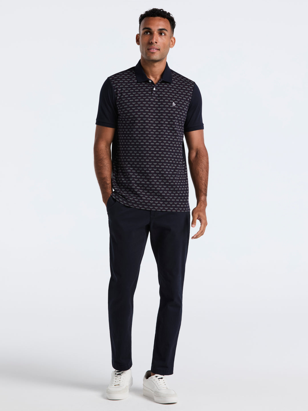Diamond Jacquard Cotton Polo (Dark Sapphire) 