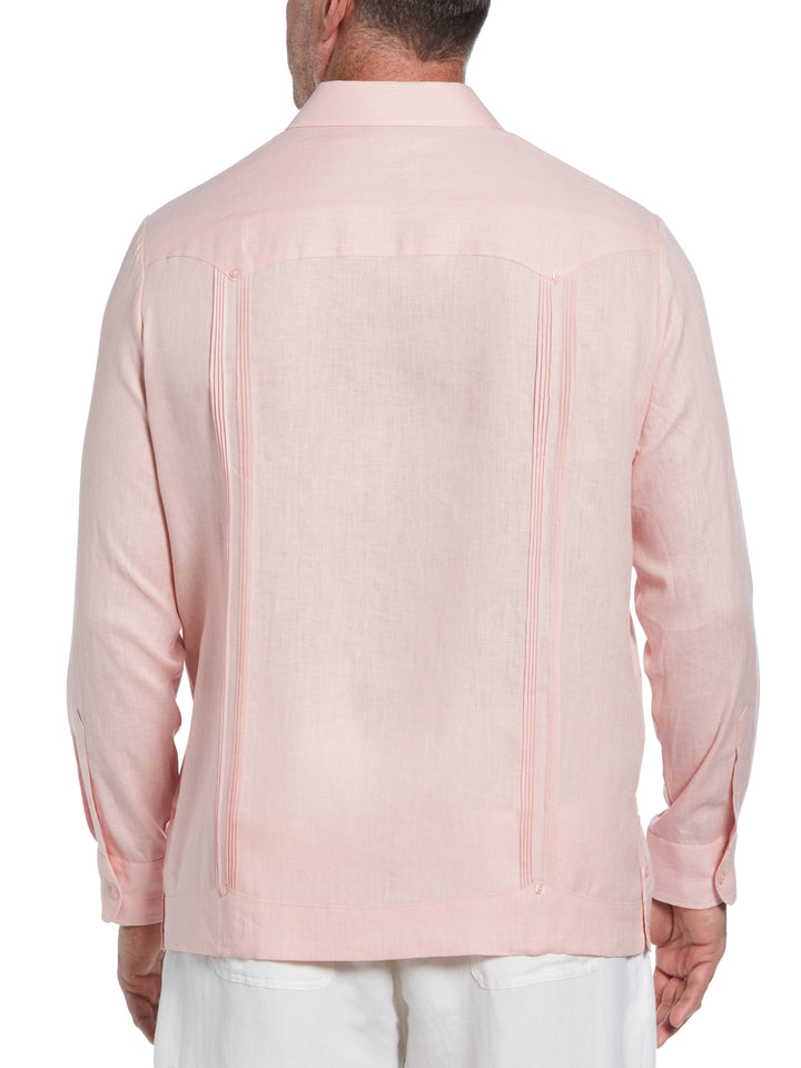 Big & Tall Linen Guayabera Shirt (Silver Pink) 