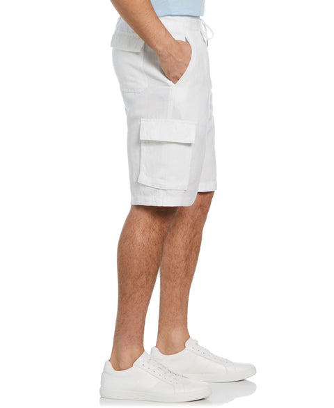Big and Tall Linen Blend Pull-On Cargo Short (Brilliant White) 