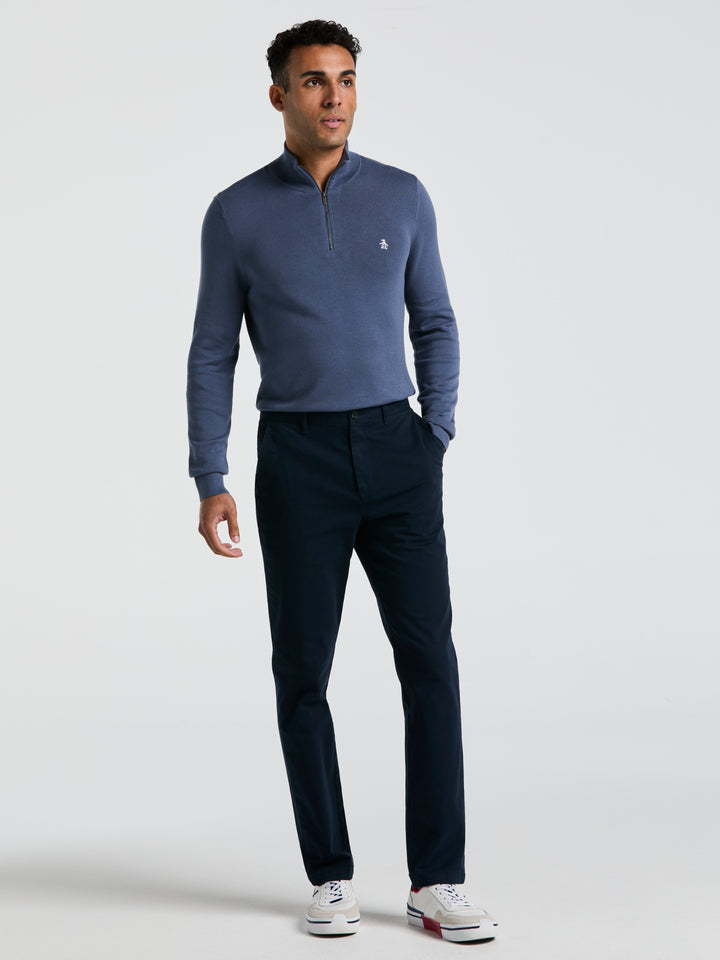 Slim Fit Stretch Chino Flat Front Pant (Dark Sapphire) 