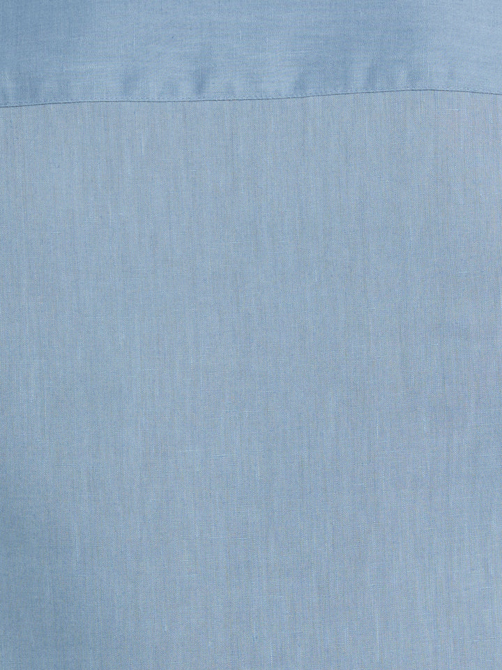 Linen Blend Wrinkle-Resistant Shirt (Windward Blue) 