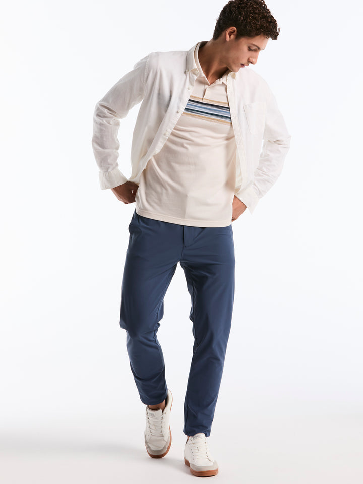 Birdseye Pique Multi Chest Stripe Polo (Birch) 