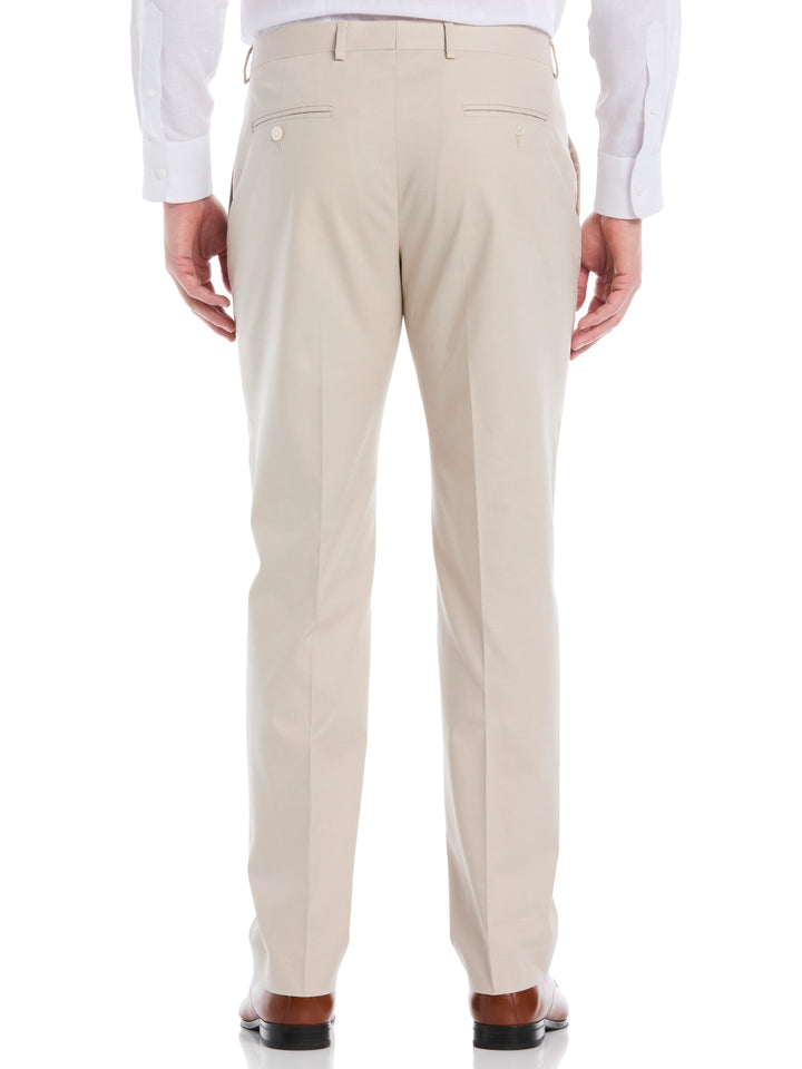 Linen Blend Flat Front Pant (Beige) 