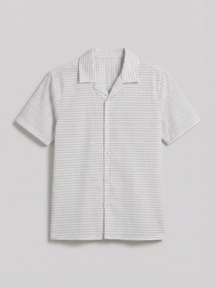 Hexagon Pop Print Camp Collar Shirt (Bright White) 