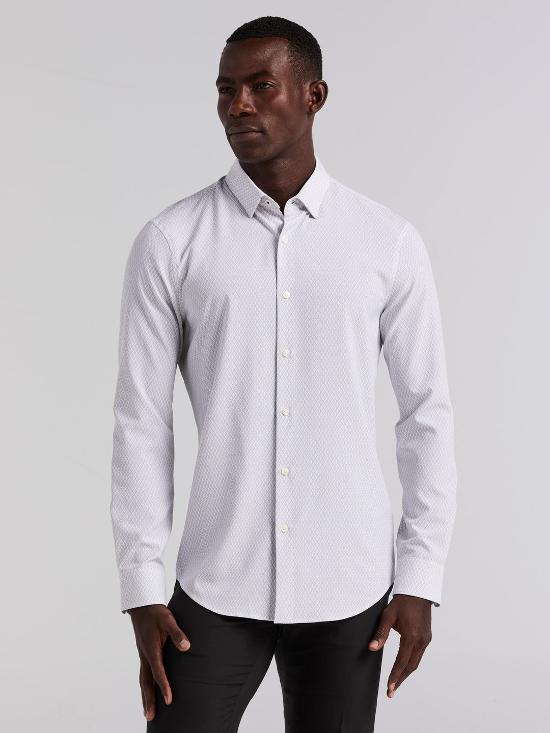 Slim Fit Diamond Geo Print Shirt (Chiseled Stone) 