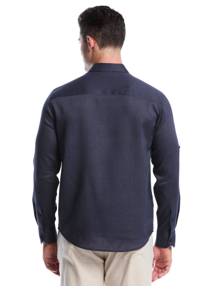 Linen Blend Wrinkle-Resistant Shirt (Mood Indigo) 