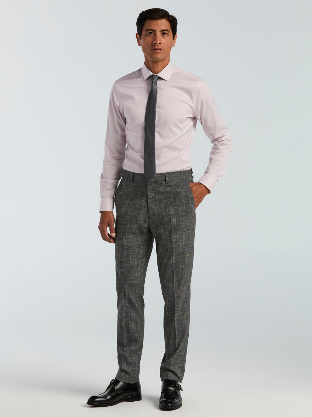 Skinny-Fit Houndstooth Suit Pant (Black/White) 