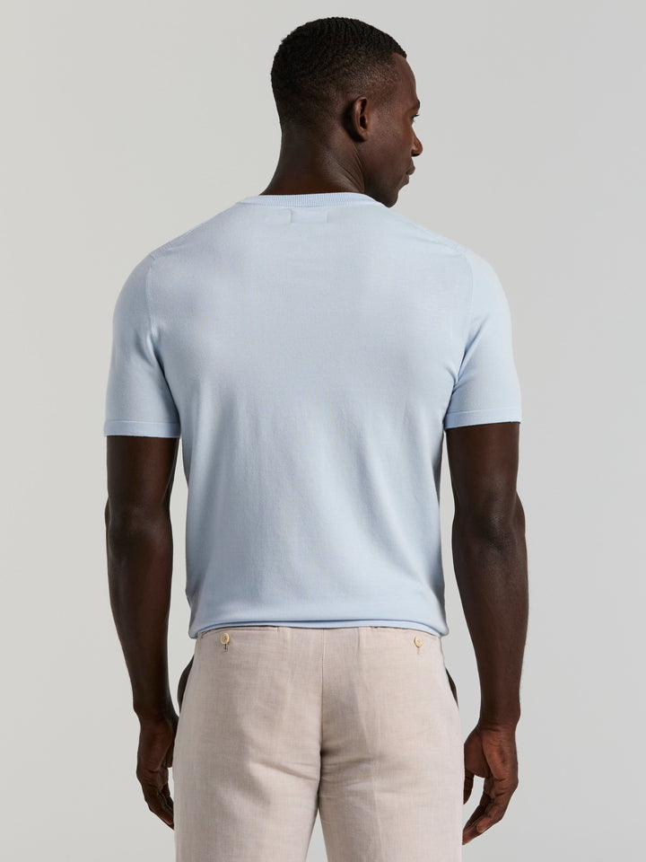 Short Sleeve Geo Texture Crew Sweater (Kentucky Blue) 