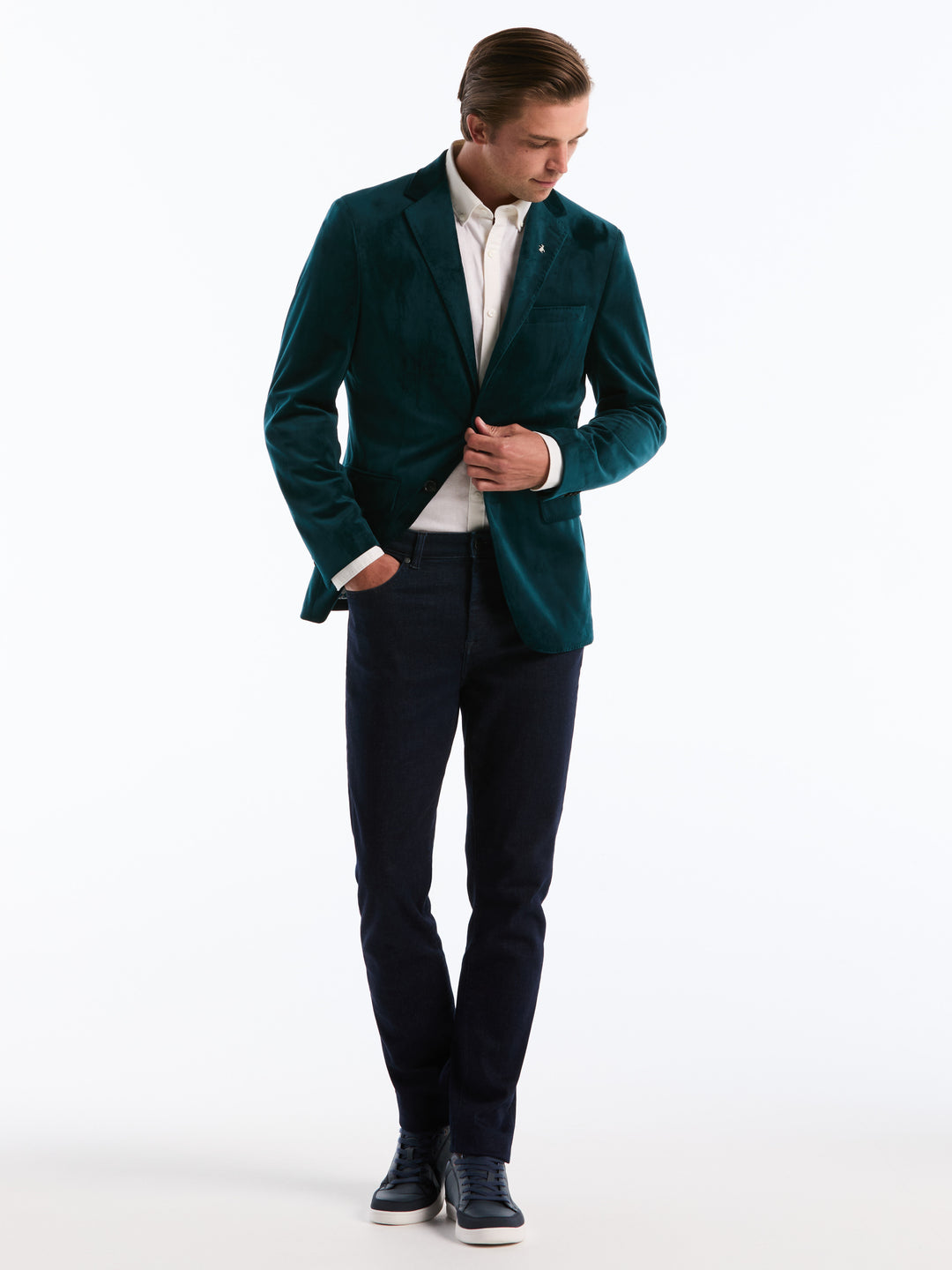 Slim Velvet Dinner Suit Jacket (Reflecting Pond) 