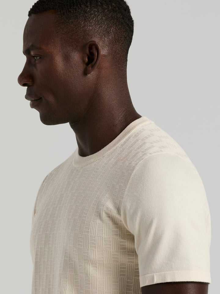 Short Sleeve Geo Texture Crew Sweater (Birch) 